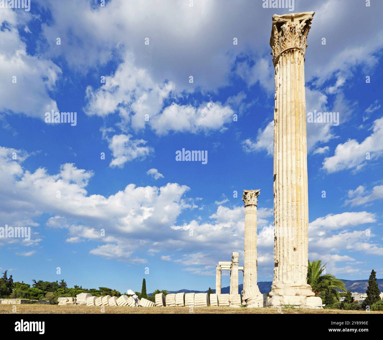 Olympieion (132 d.C.) ad Atene, Grecia, Europa Foto Stock