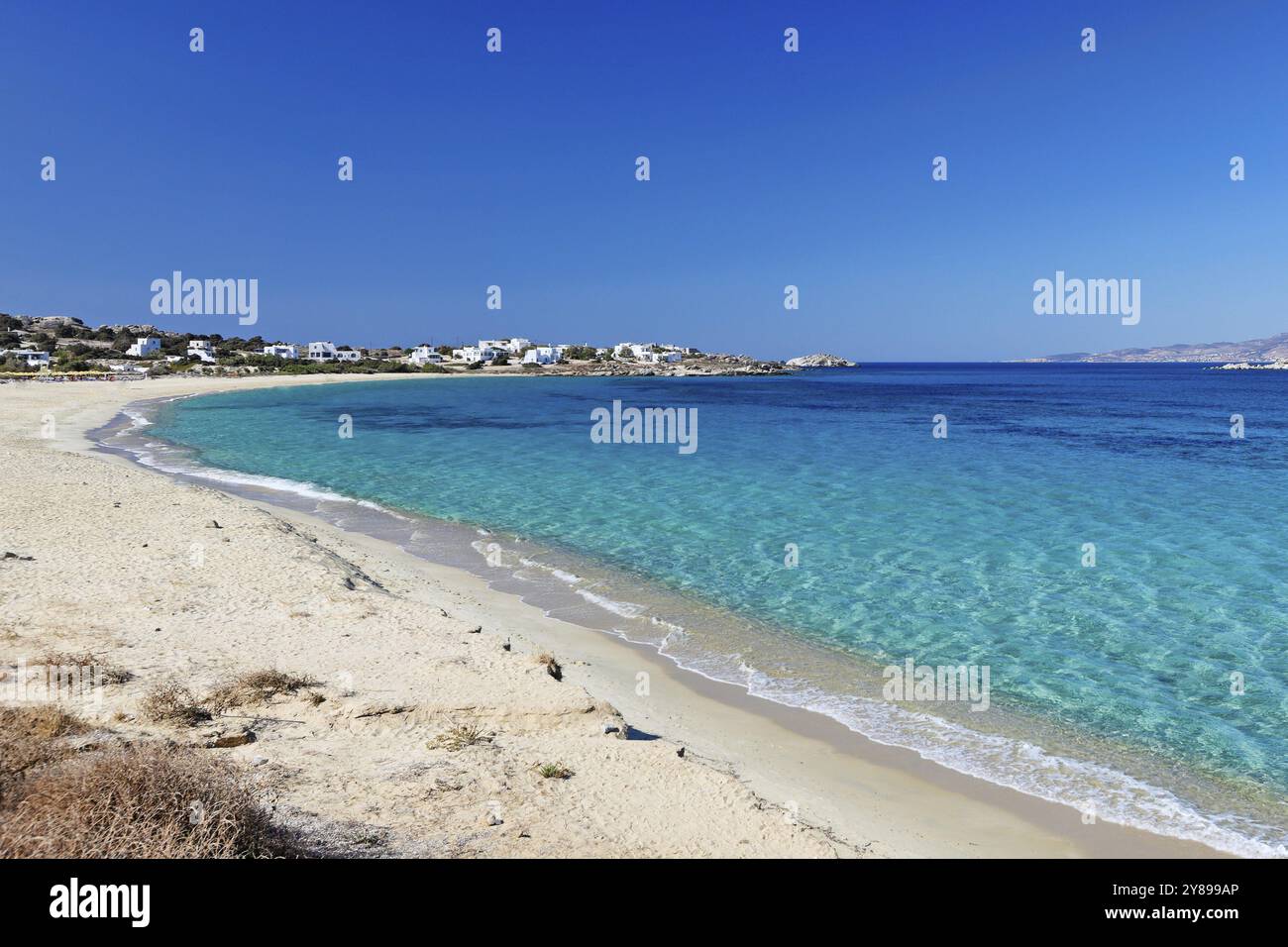 Spiaggia Mikri Vigla dell'isola di Naxos nelle Cicladi, Grecia, Europa Foto Stock