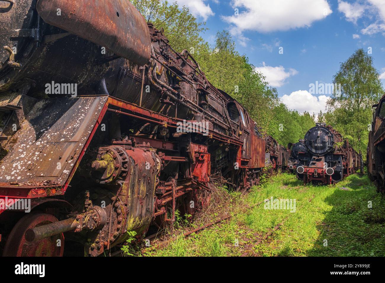 Vecchi veicoli ferroviari storici in Germania Foto Stock