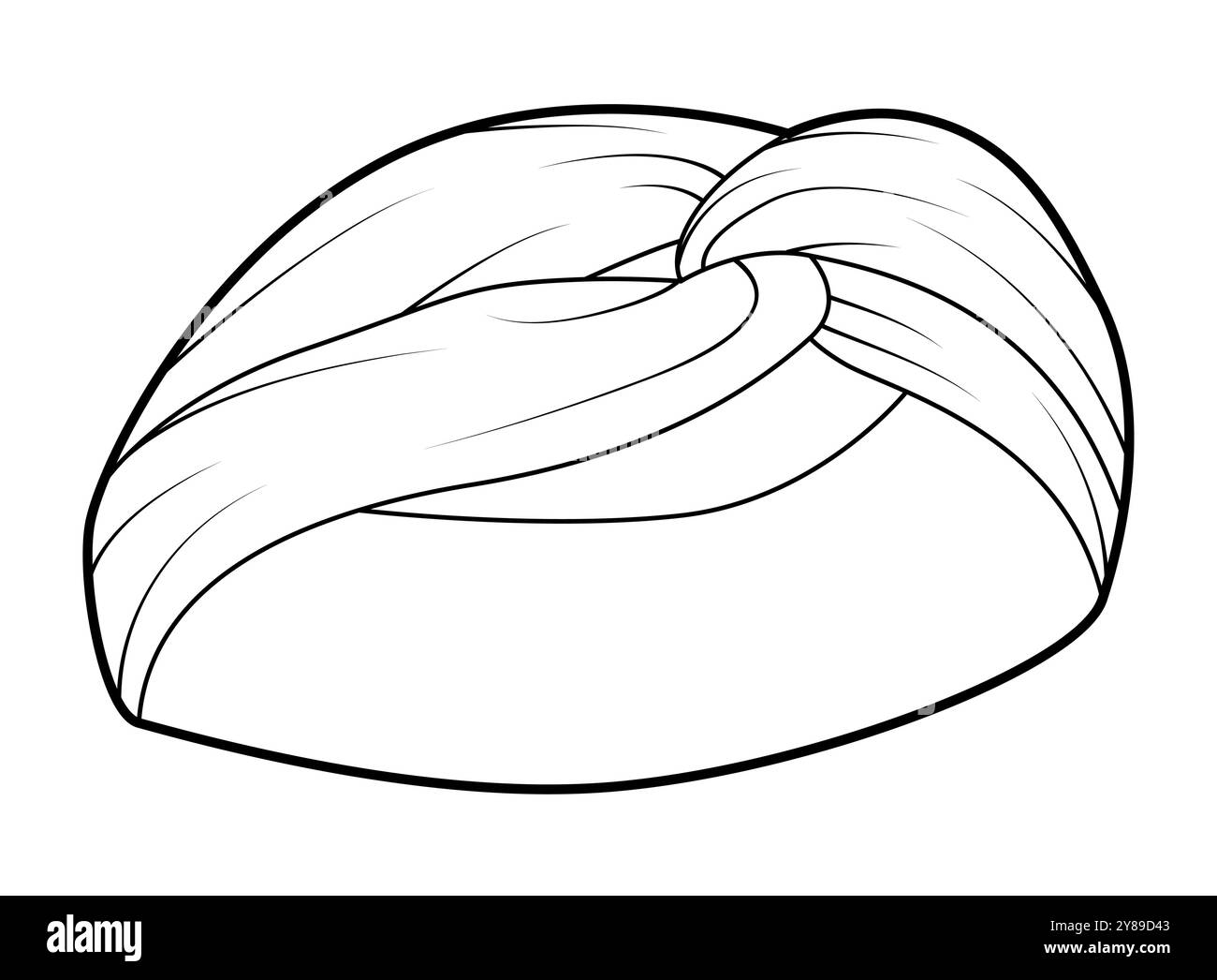 Foulard Tie foulard fascia per la testa Summer Head accessori moda abbigliamento illustrazione tecnica. Copricapo vettoriale per uomo, donna, stile unisex, modello piatto CAD mockup contorno di schizzo isolato Illustrazione Vettoriale