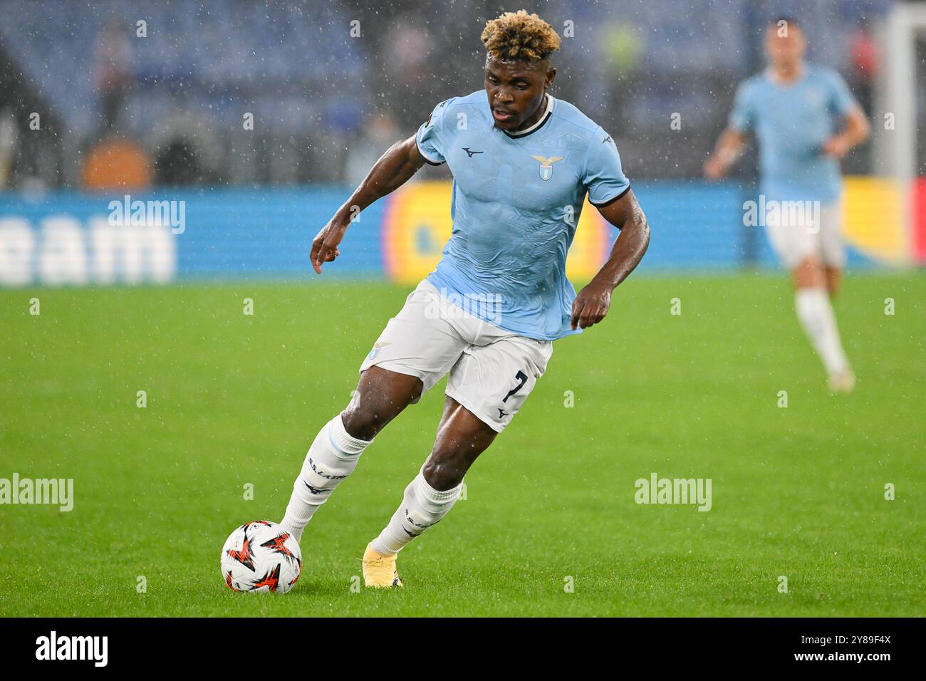 3 ottobre 2024, Stadio Olimpico, Roma, Italia; UEFA Europa League Football; Lazio contro Nizza; Fisayo Dele-Bashiru della SS Lazio Foto Stock