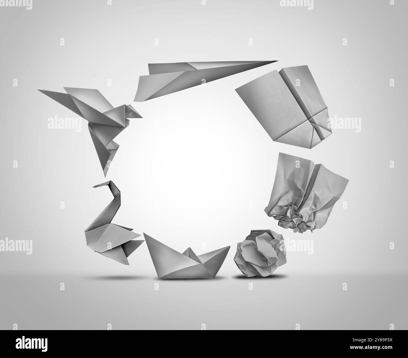 Concetto del ciclo di vita trasformazione, cambiamento e crescita cambiamento per il successo come leadership aziendale e trasformazione della metafora con innovazione e creatività Foto Stock