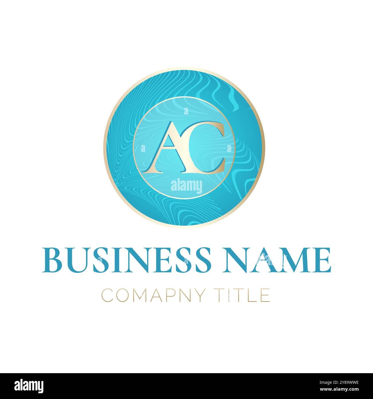 Lettera iniziale AC Logo business femminile turchese Illustrazione Vettoriale
