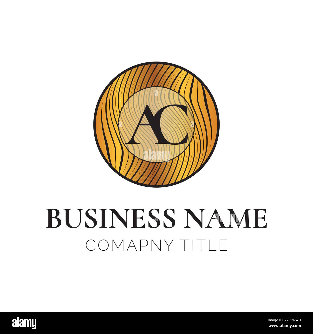 Logo Business con lettera iniziale in oro AC Illustrazione Vettoriale