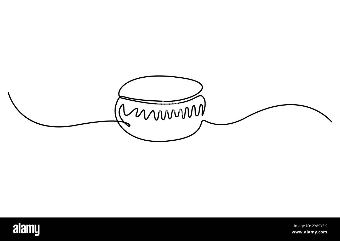 Biscotti al macaron con una linea continua. Design del menu del ristorante. Elementi decorativi disegnati su sfondo bianco, biscotti Macarons Illustrazione Vettoriale