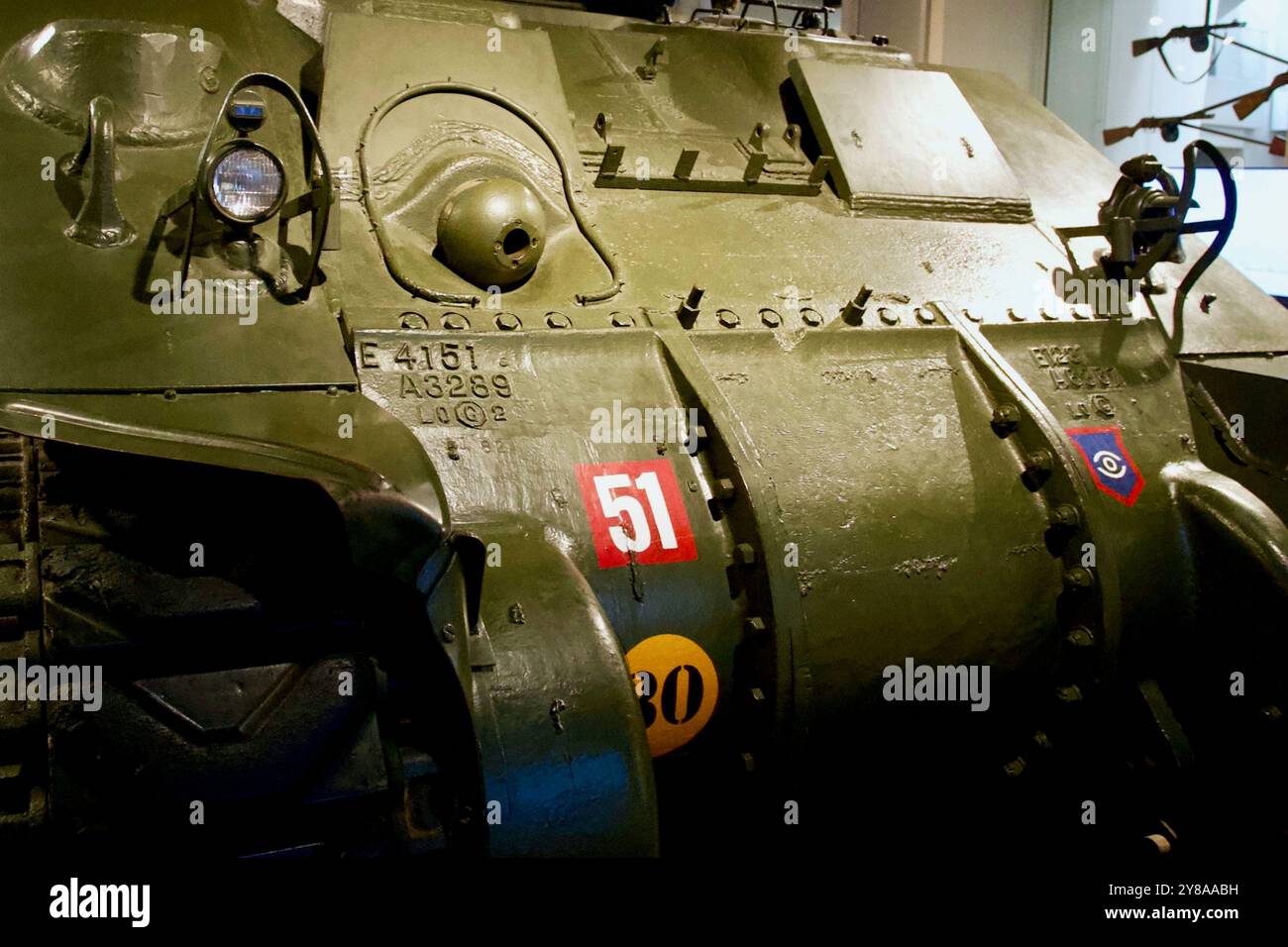 Serbatoio medio Sherman M4A4 (Willie Pusher II). Imperial War Museum, Lambeth Road, Southwark, Londra, Inghilterra. Foto Stock