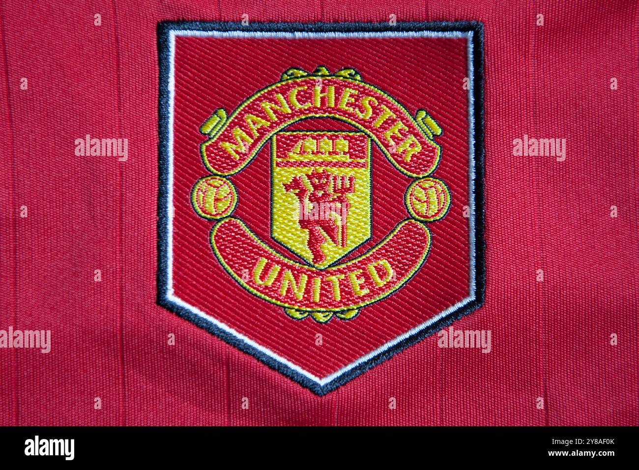 Manchester United, distintivo Man Utd Crest Emblem, Foto Stock