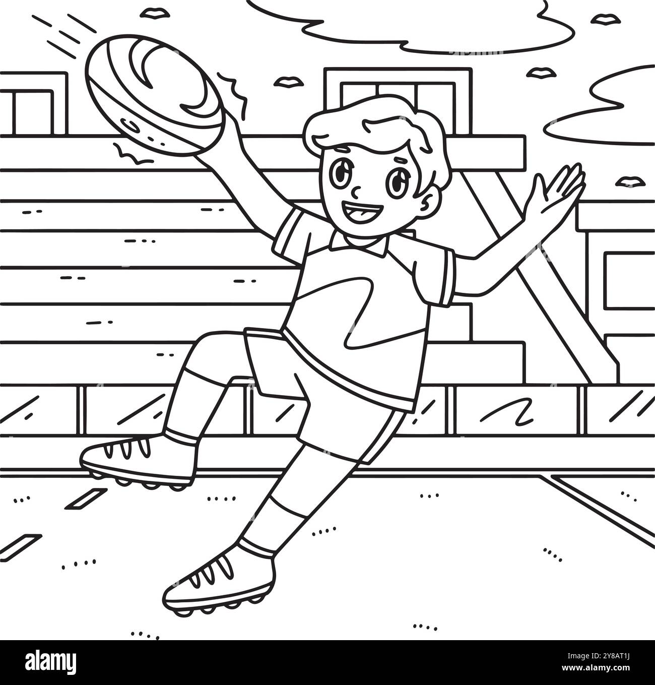 Giocatore di rugby che prende la pagina dei colori della palla Illustrazione Vettoriale