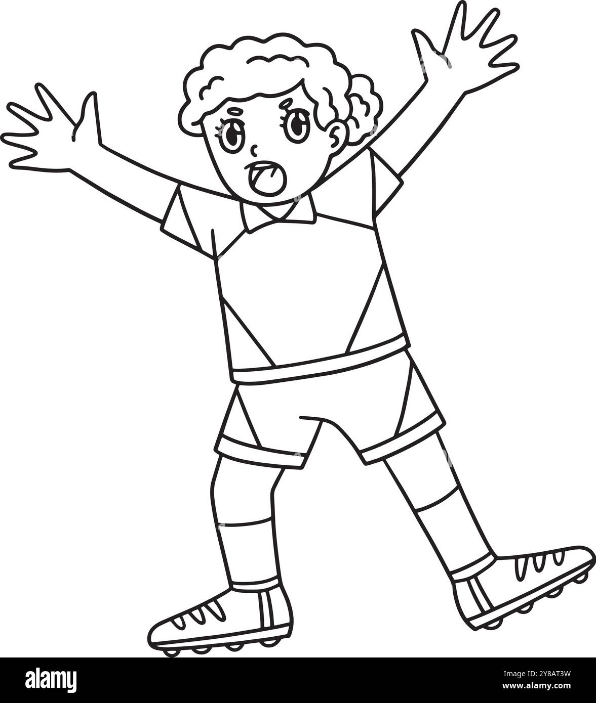 Rugby Female Fullback in posizione difensiva isolata Illustrazione Vettoriale