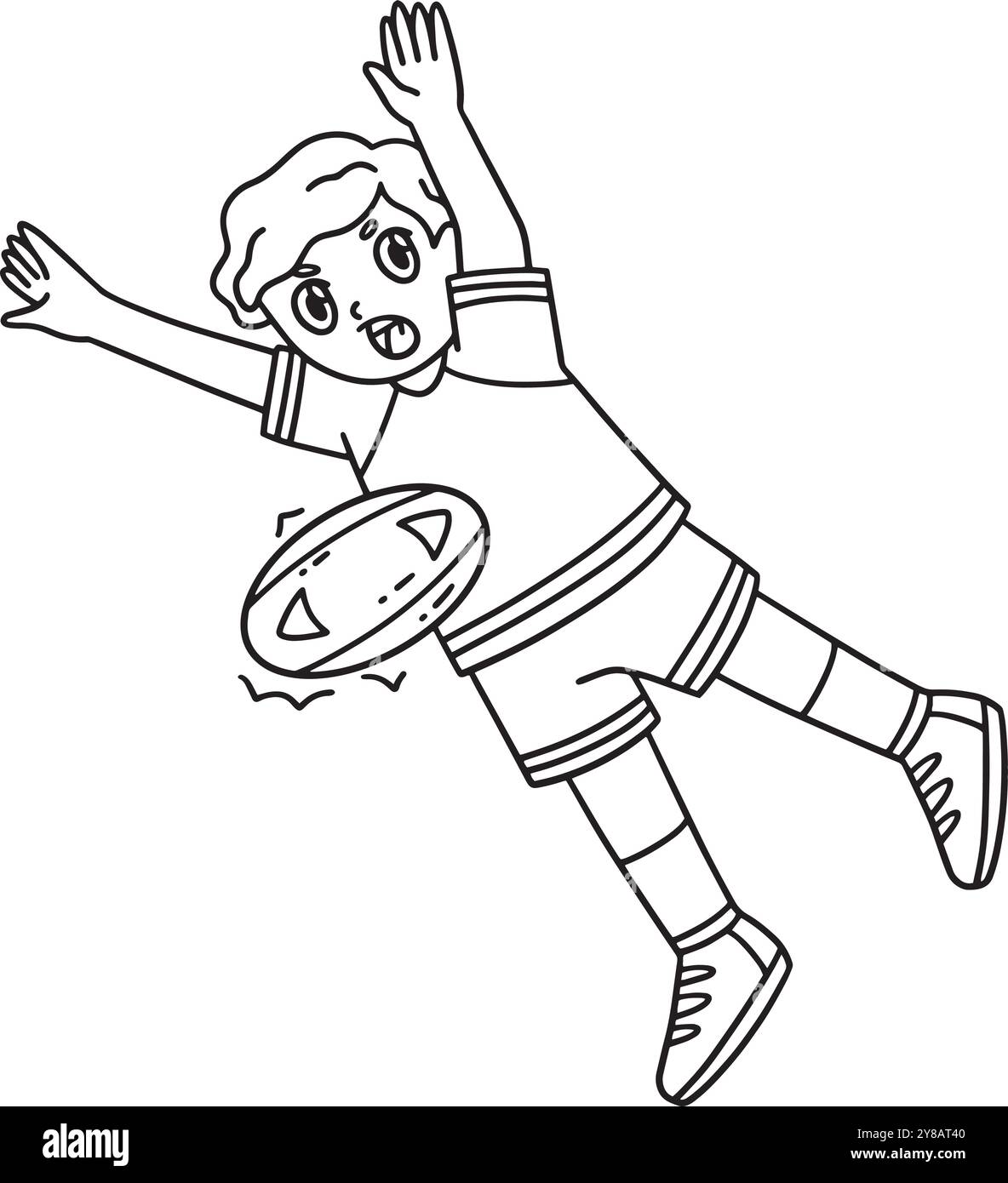 Rugby Player che carica la palla isolata Illustrazione Vettoriale