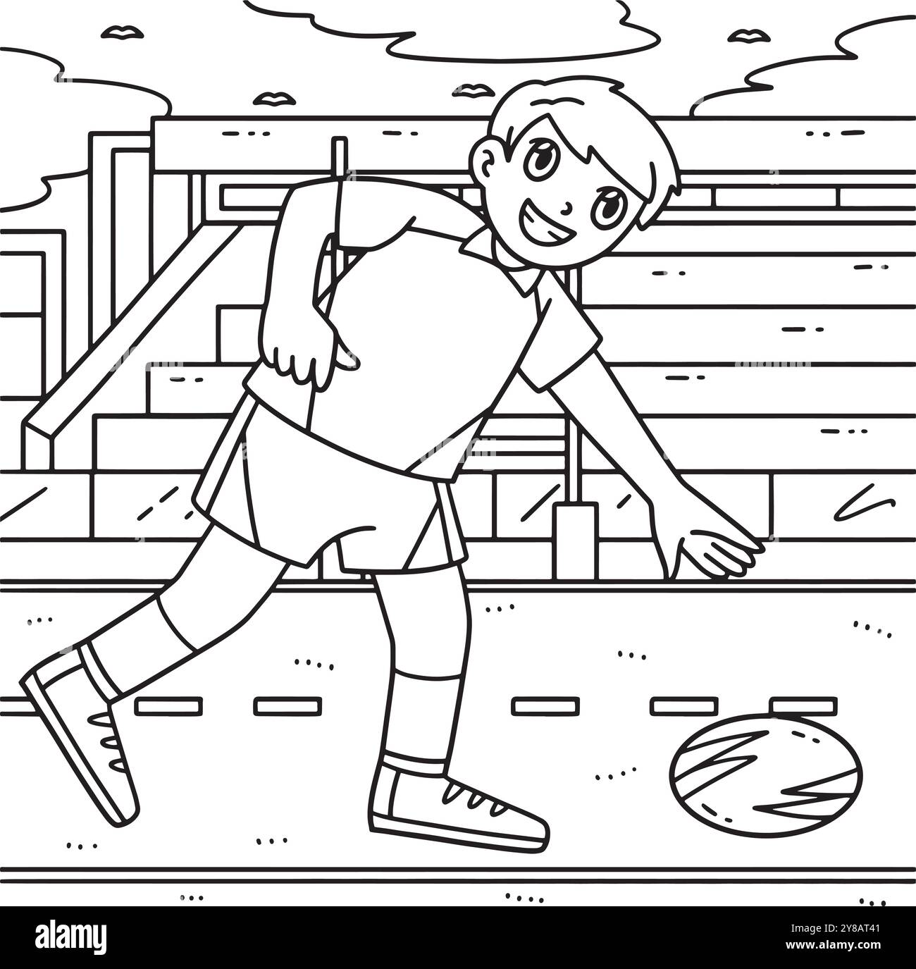 Giocatore di rugby che prende la pagina dei colori della palla Illustrazione Vettoriale