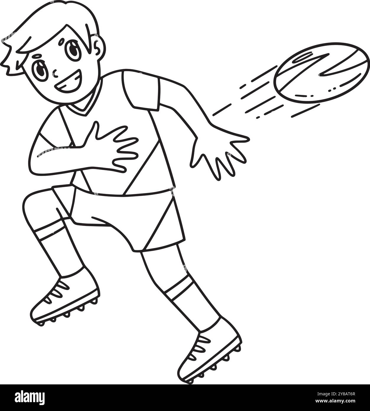 Rugby Player che passa la palla isolata all'indietro Illustrazione Vettoriale