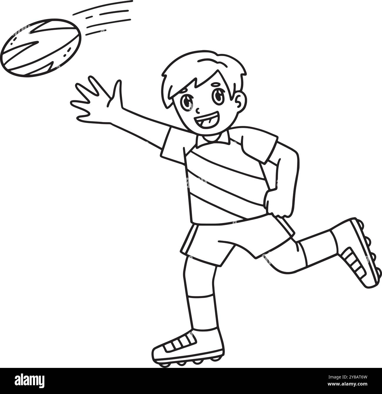 Rugby Player che insegue il colore isolato della palla Illustrazione Vettoriale