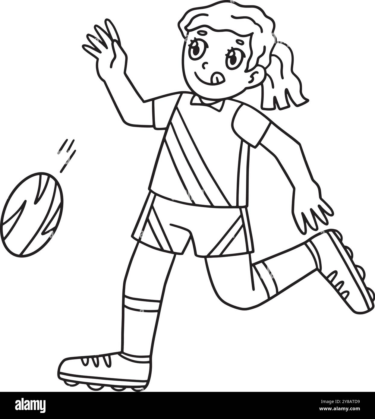 Rugby Female Player che fa un breve Punt isolato Illustrazione Vettoriale