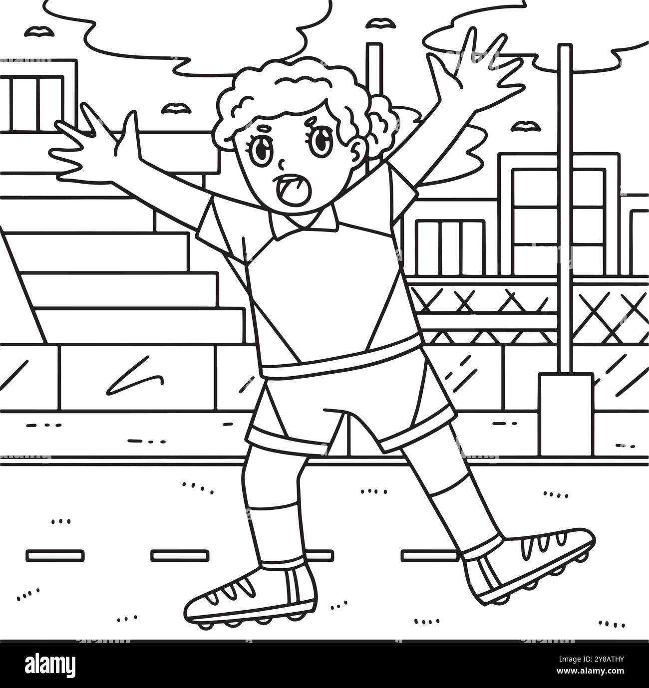 Rugby femminile Fullback in posizione difensiva colore Illustrazione Vettoriale