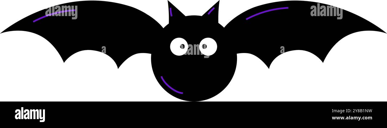 Vampiro bat silhouette. Decorazione di pipistrelli di Halloween, flittermouse sospeso e animale spaventoso topo, forma di volo notturno per la fauna selvatica durante le vacanze notturne Illustrazione Vettoriale