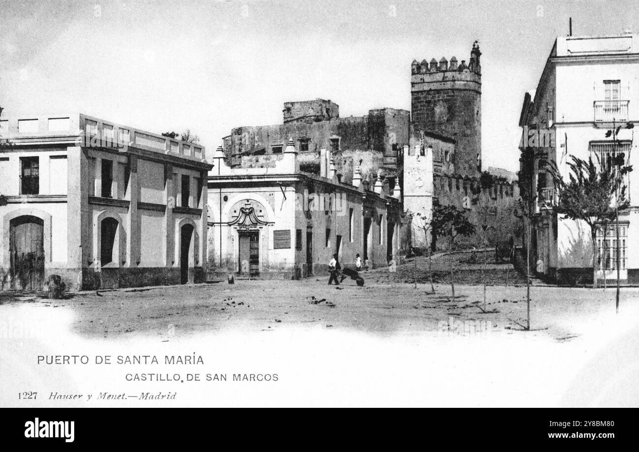 Tarjeta postal de Hauser y Menet, de Madrid. Puerto de Santa María. Castillo de San Marcos. Años 1900. Foto Stock
