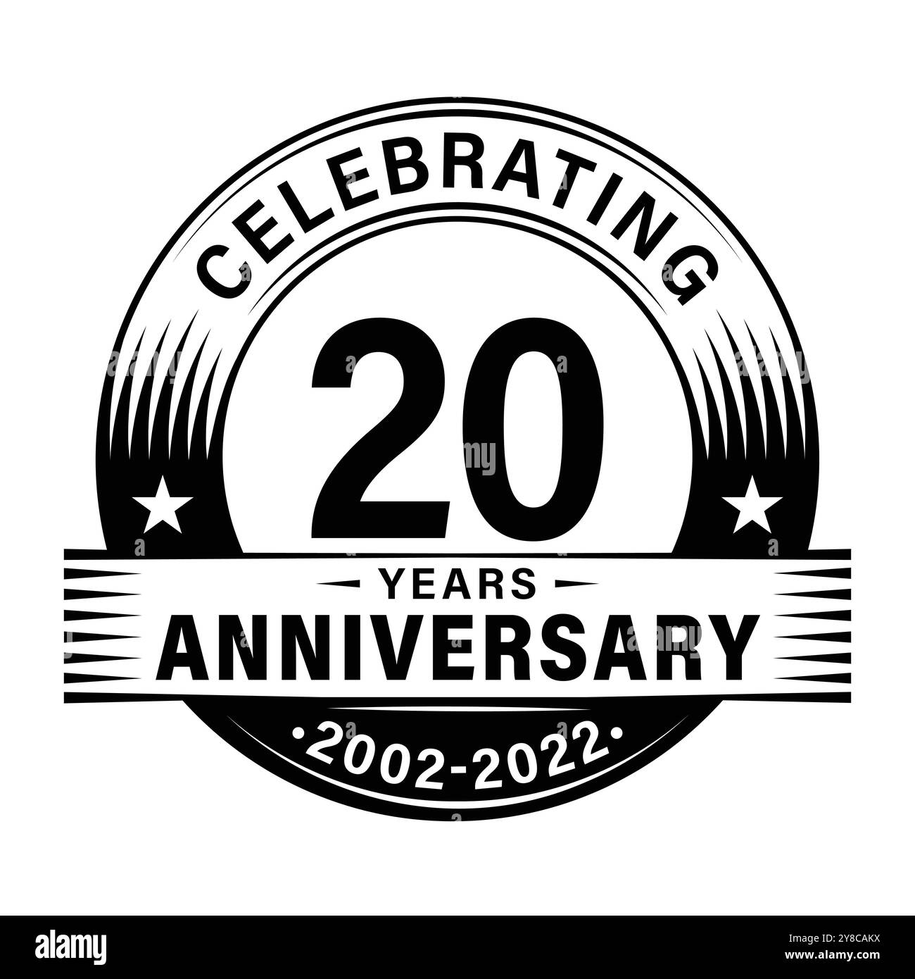modello di design per festeggiamenti per 20 anni. illustrazioni vettoriali del 20° logo. Illustrazione Vettoriale