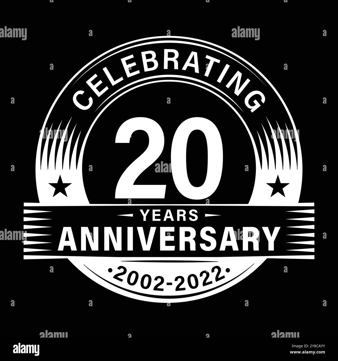 modello di design per festeggiamenti per 20 anni. illustrazioni vettoriali del 20° logo. Illustrazione Vettoriale
