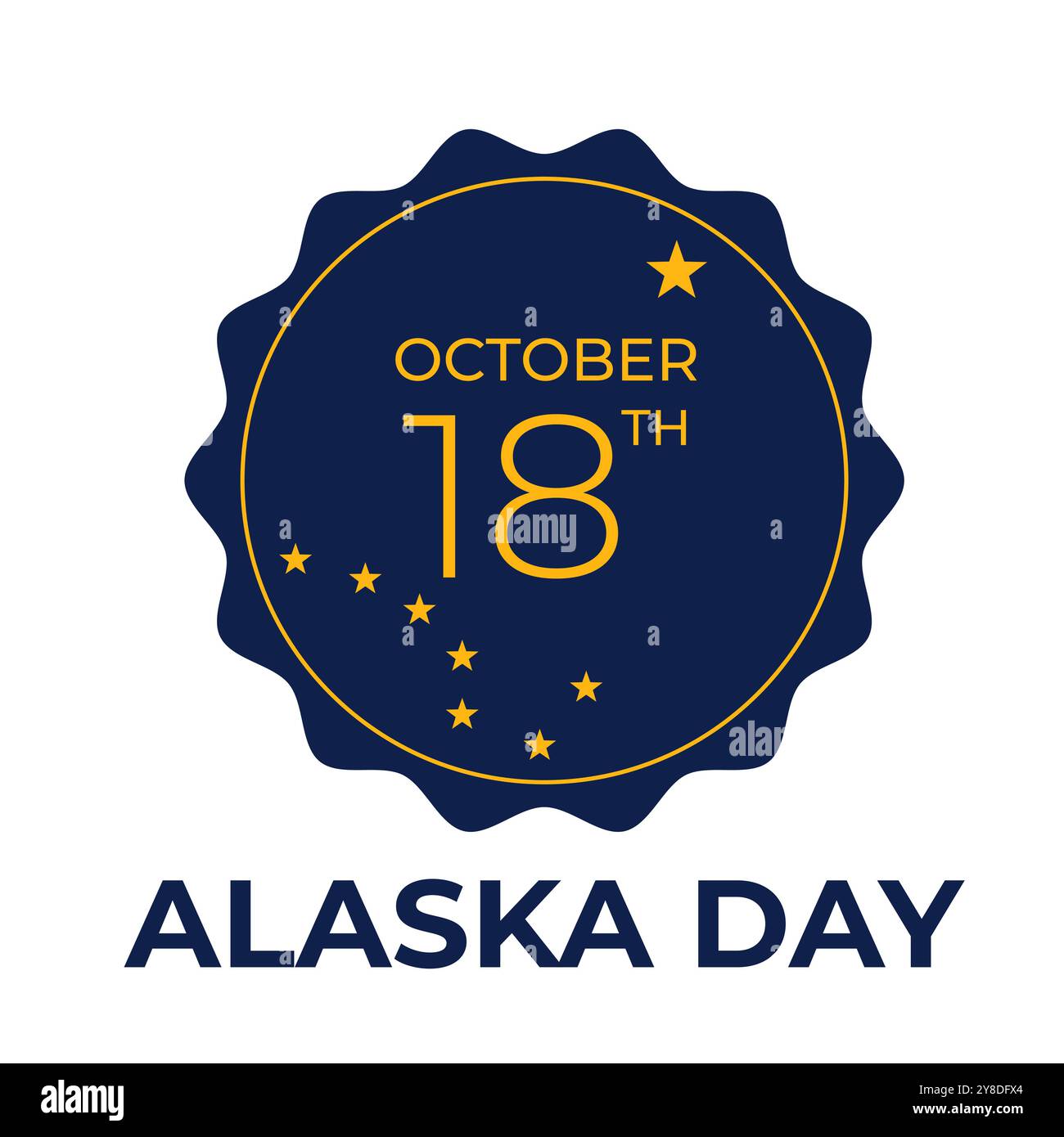 Banner Alaska Day. Festeggiamenti natalizi il 18 ottobre. Modello vettoriale per poster tipografici, cartoline, volantini, ecc. Illustrazione Vettoriale