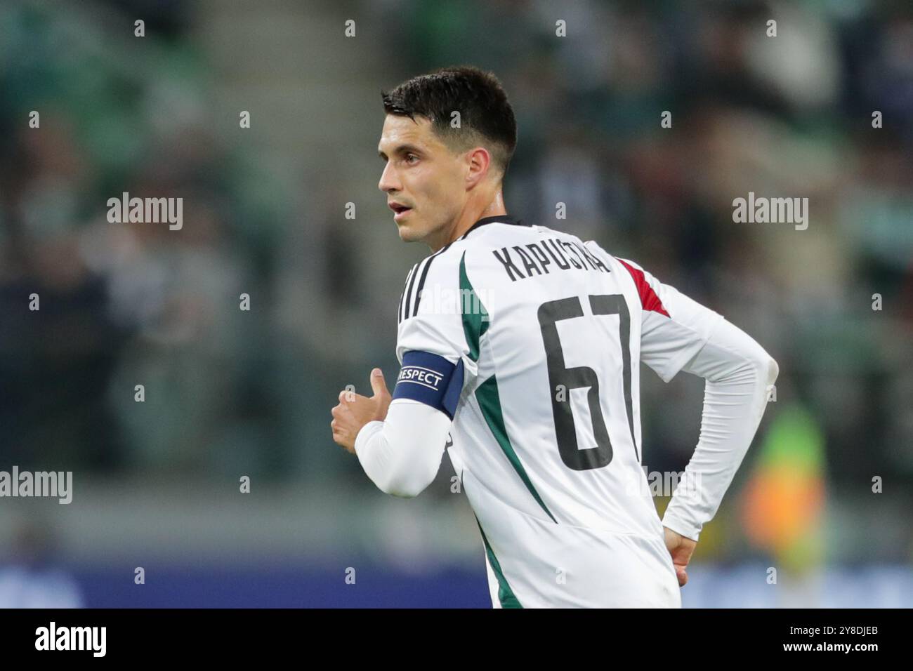 Bartosz Kapustka del Legia Warszawa visto durante la partita di UEFA Conference League 2024/2025 tra Legia Warszawa - Real Betis Balompie al Marshall Jozef Pilsudskis Municipal Stadium di Legia Varsavia. Punteggio finale; Legia Warszawa 1:0 Real Betis Balompie. Foto Stock