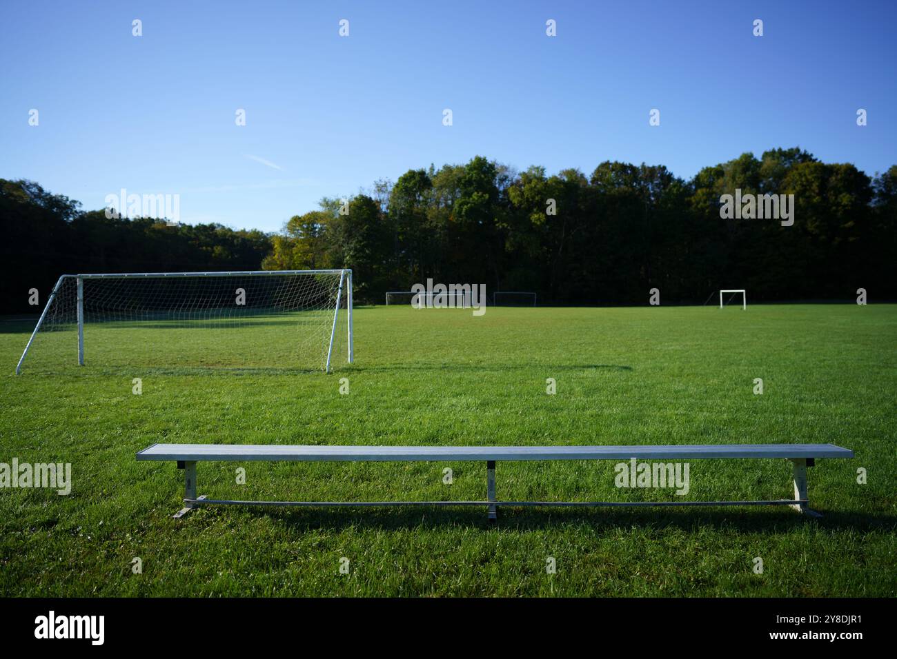 Rete da calcio o rete da calcio con panca Foto Stock