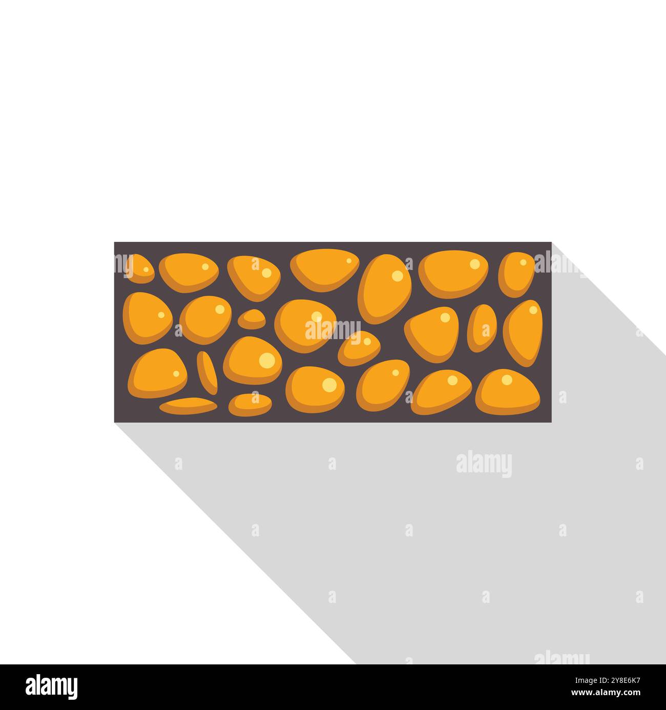 Icona del cartone animato di un muro di pietra con ciottoli che creano una superficie ruvida e ruvida Illustrazione Vettoriale
