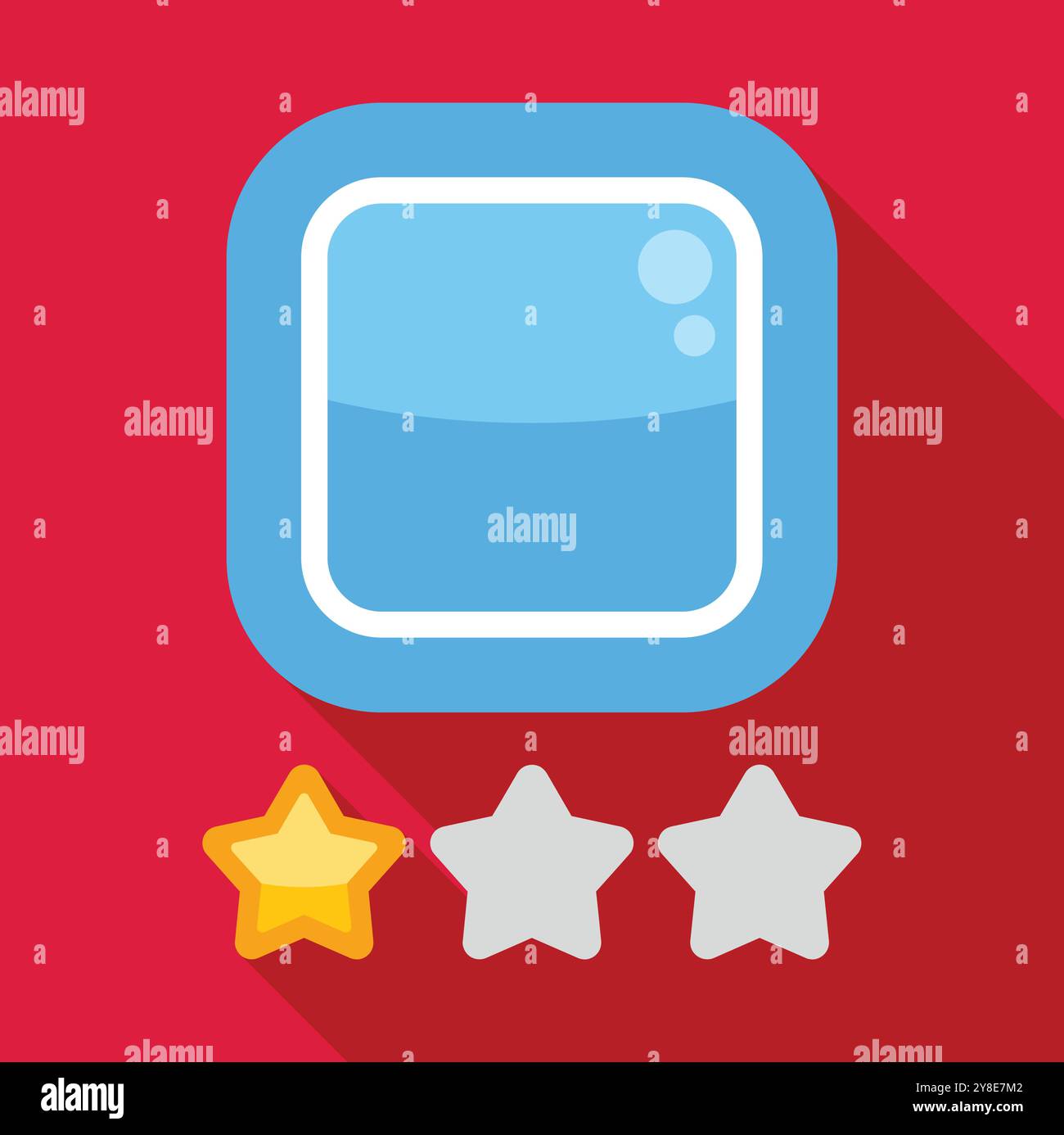 Semplice illustrazione del design piatto dell'esperienza utente con un'app mobile che riceve una valutazione di una stella Illustrazione Vettoriale