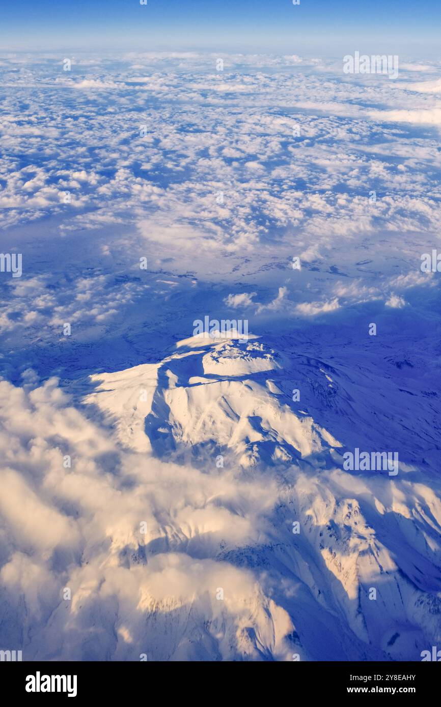 Vista aerea paesaggio innevato geografia terrestre Foto Stock