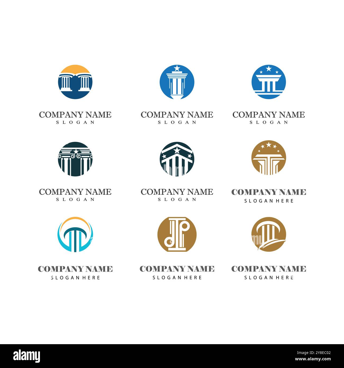 Antiche colonne colonne greche Roma Atene edificio storico design logo Illustrazione Vettoriale