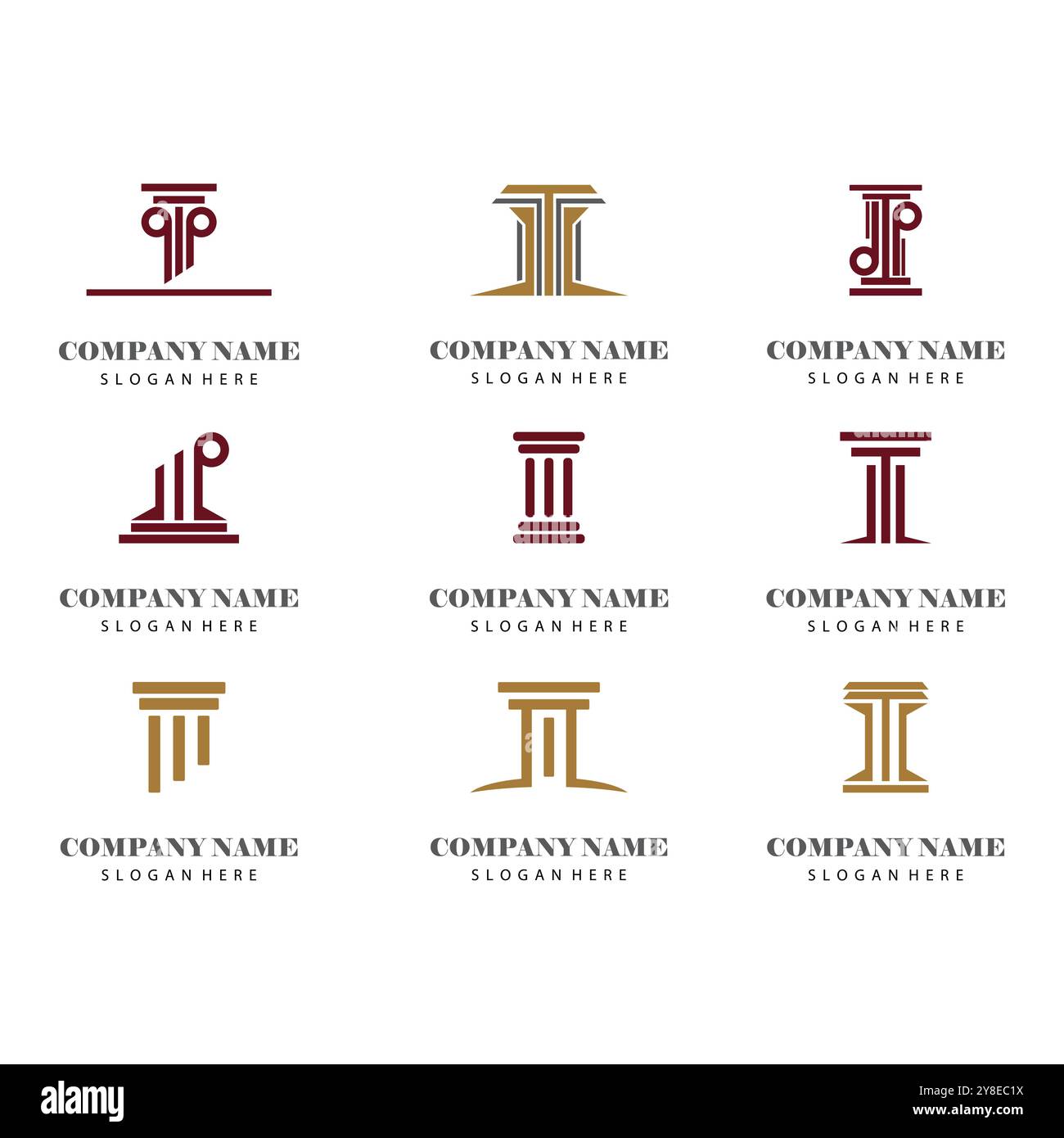 Antiche colonne colonne greche Roma Atene edificio storico design logo Illustrazione Vettoriale