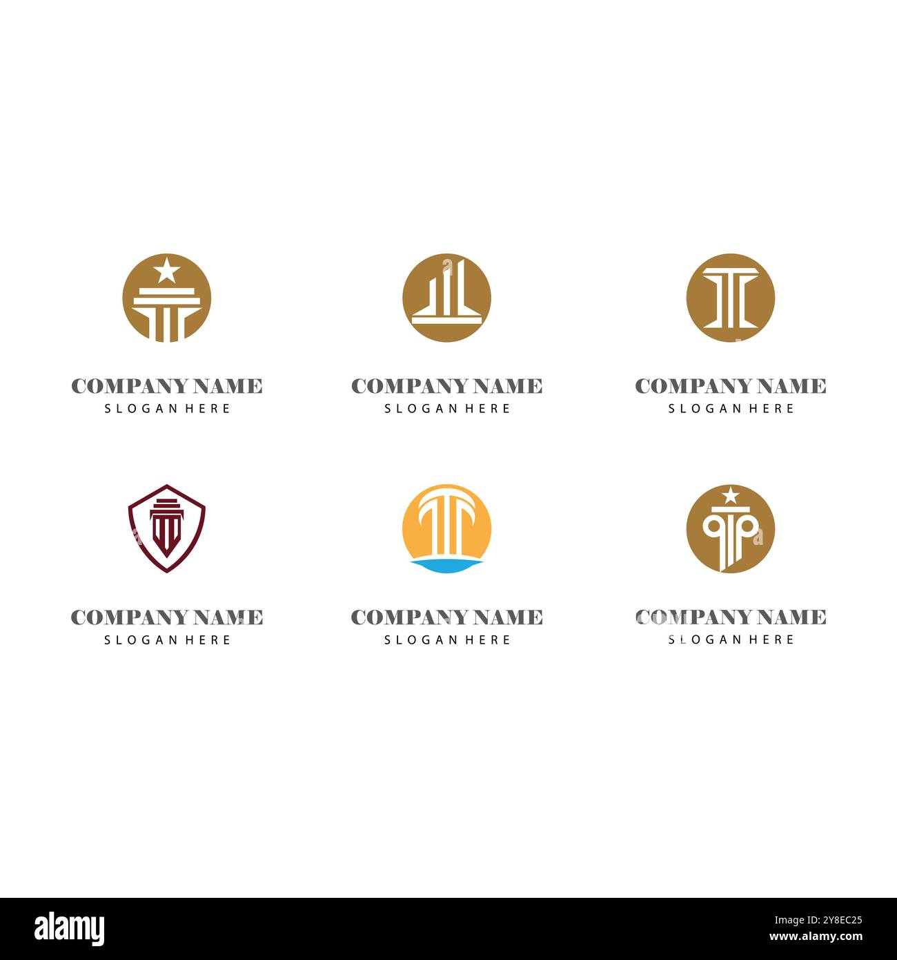 Antiche colonne colonne greche Roma Atene edificio storico design logo Illustrazione Vettoriale