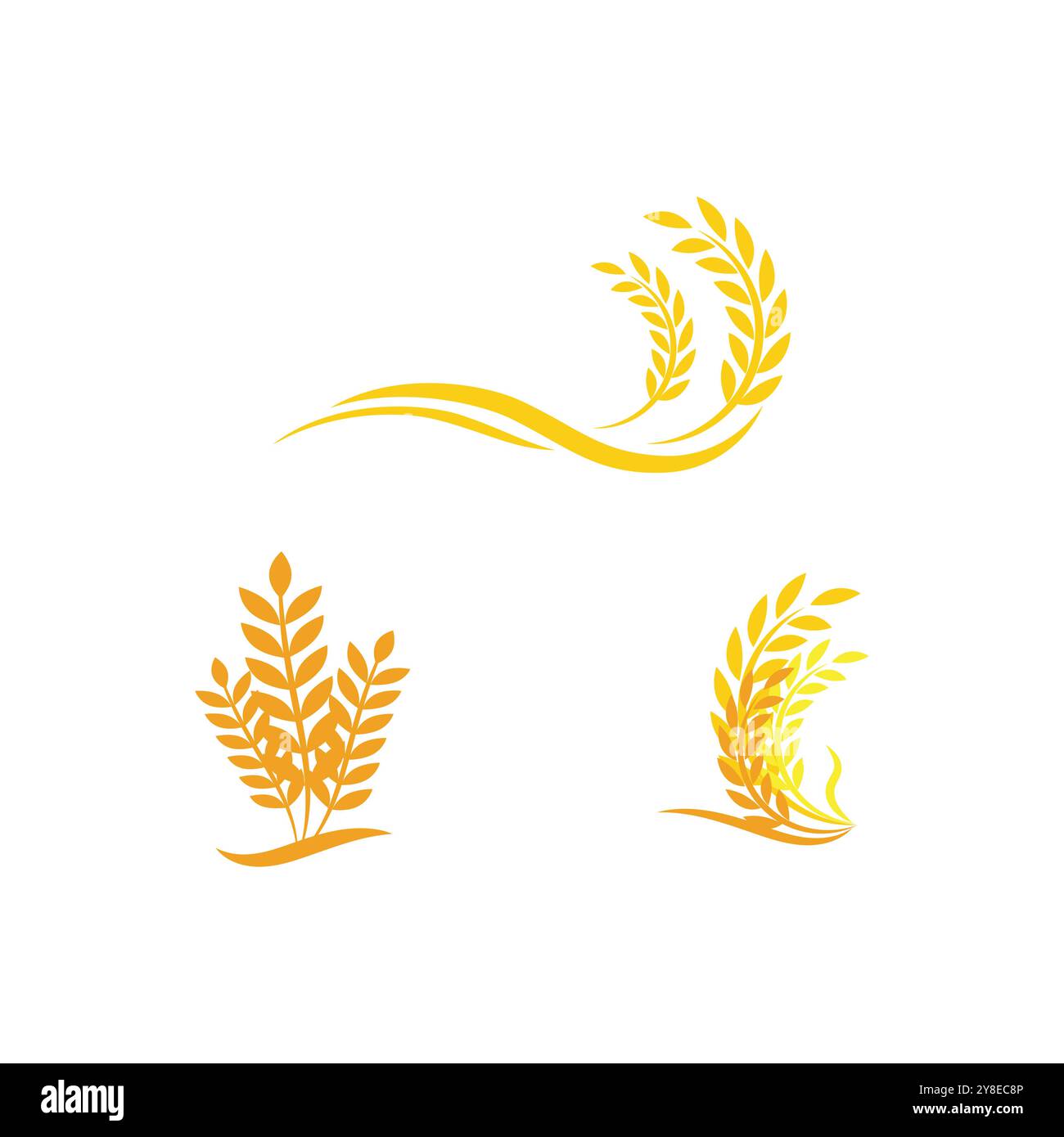 Design Vector con logo Luxury Golden Grain Weath / Rice Illustrazione Vettoriale