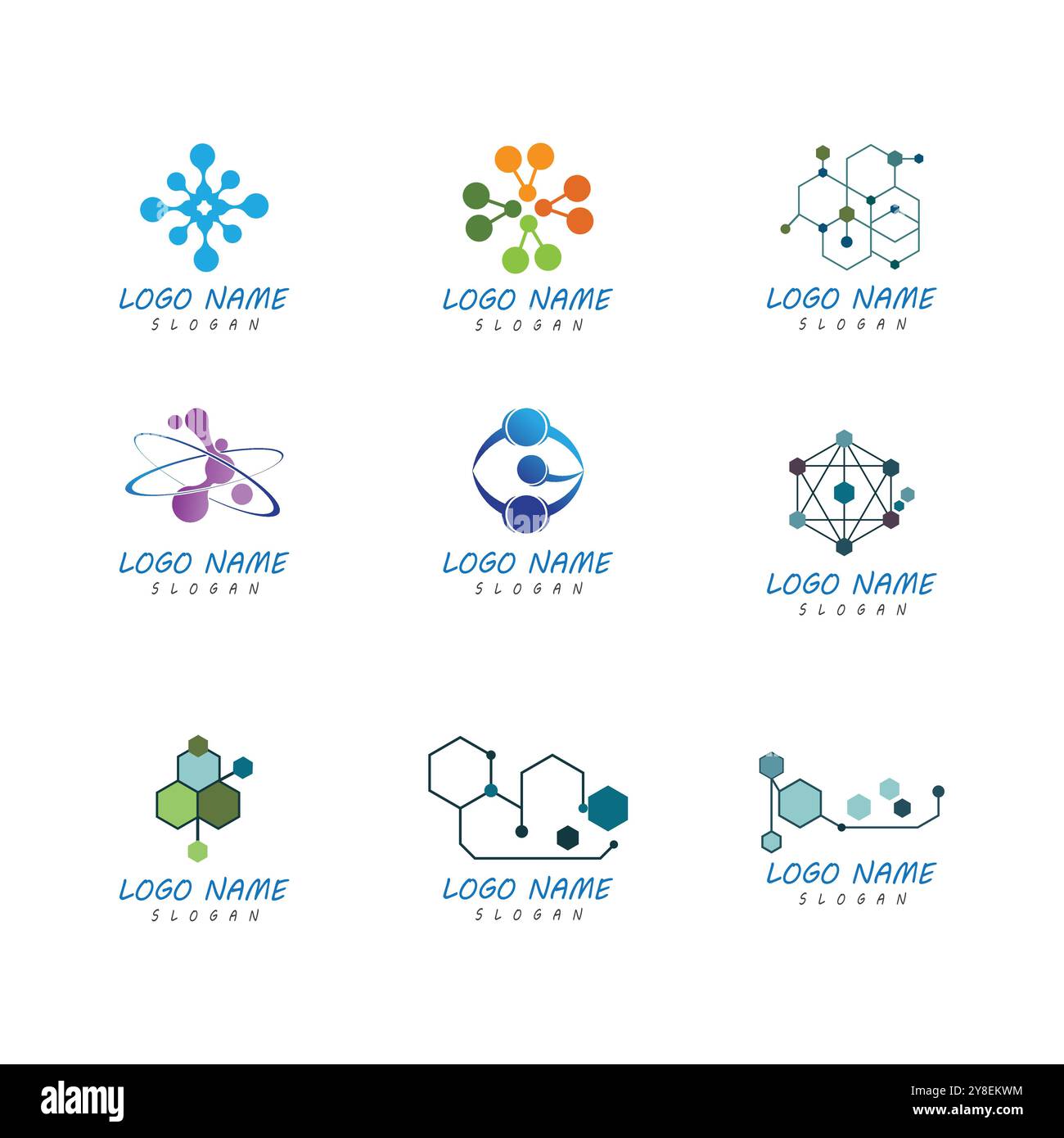 Modello vettoriale di illustrazione del logo della molecola Illustrazione Vettoriale