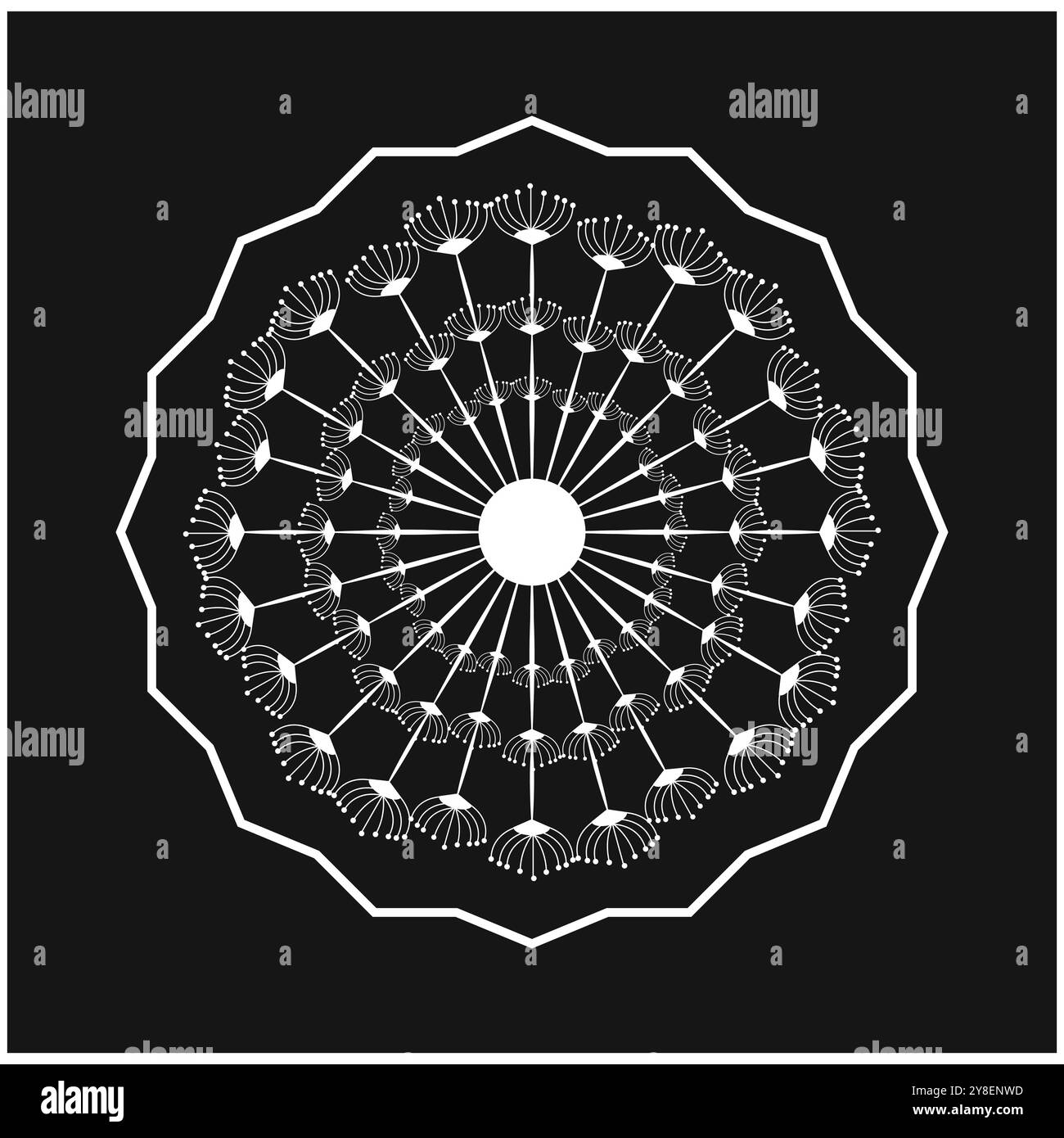 Logo del dente di leone vettoriale e modello di simbolo Illustrazione Vettoriale
