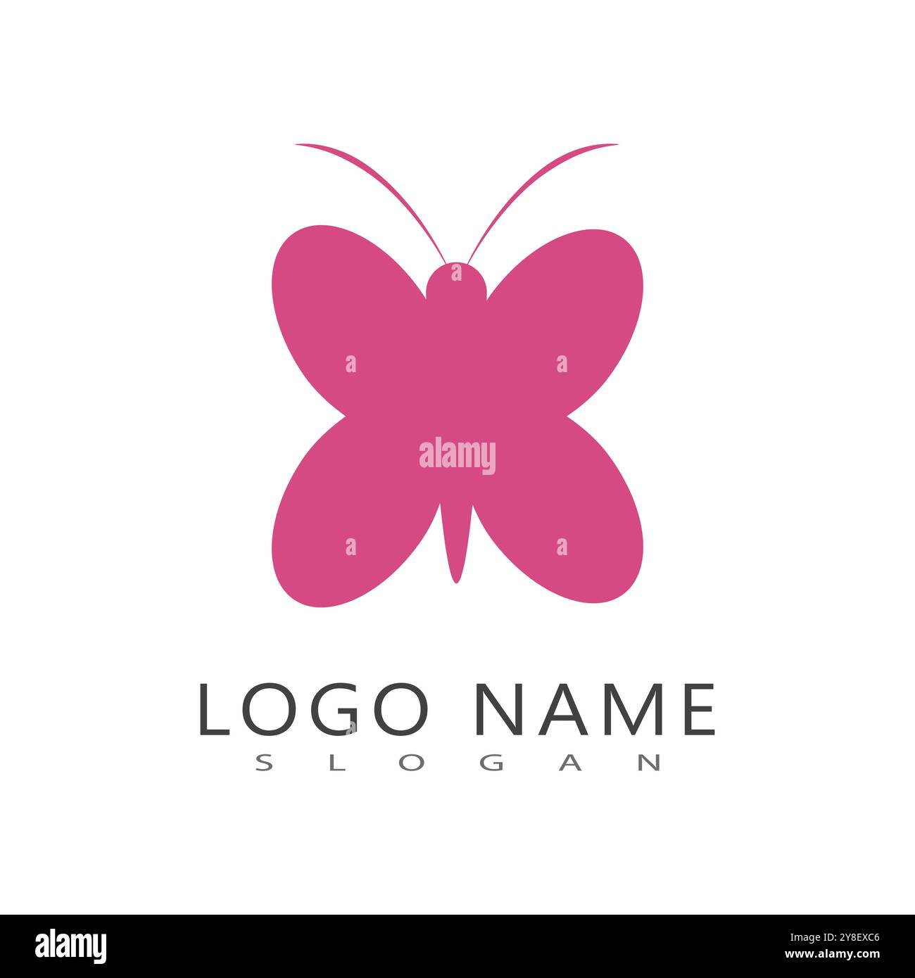 Logo Beauty Flying Butterfly con design minimalista in monolina Illustrazione Vettoriale