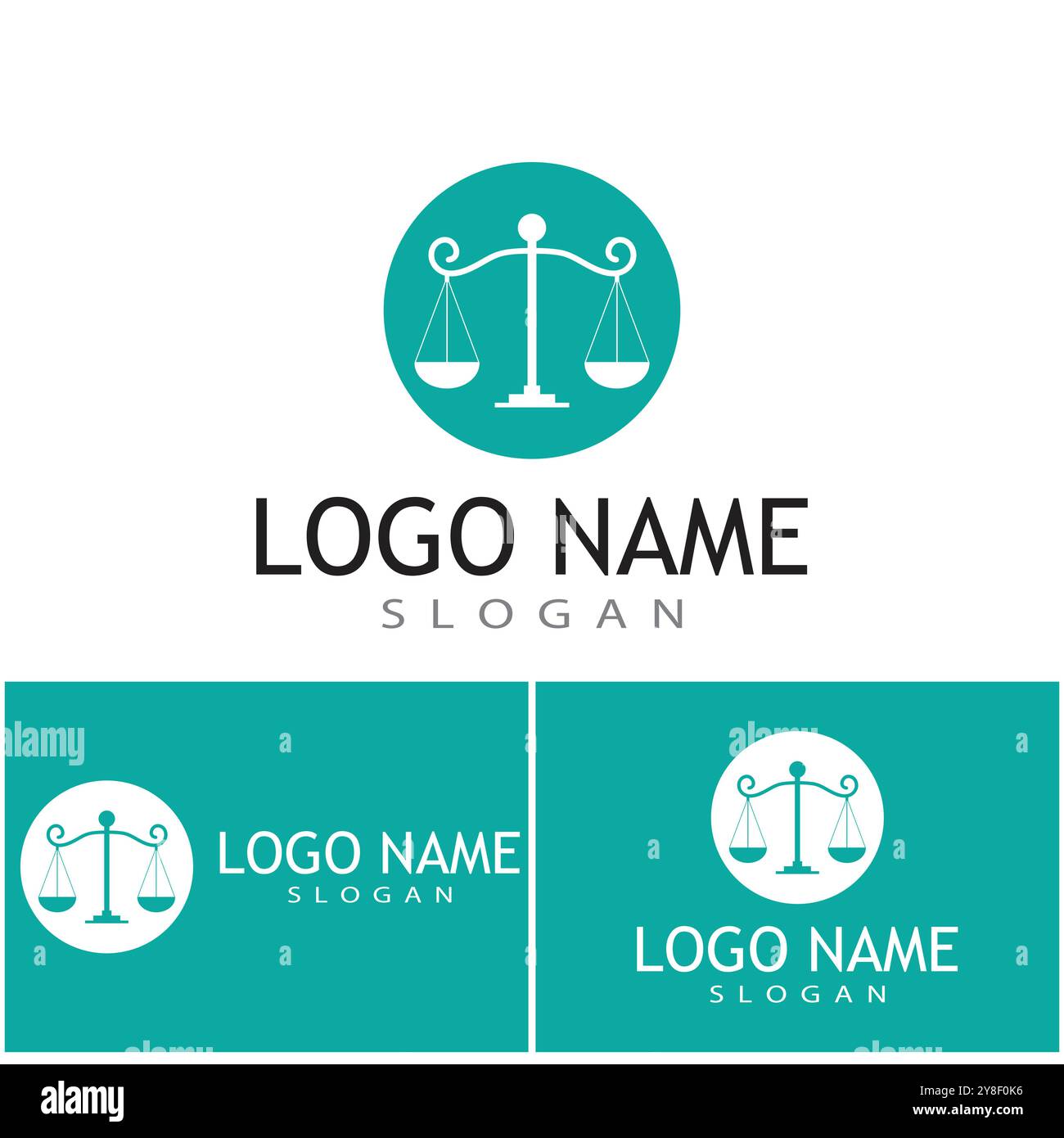 Giustizia legge modello Logo vettore design illsutration Illustrazione Vettoriale