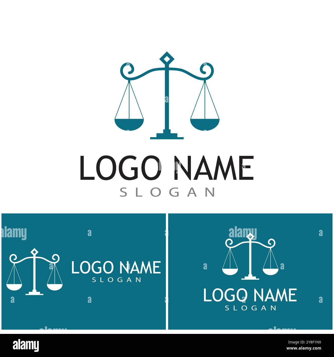 Giustizia legge modello Logo vettore design illsutration Illustrazione Vettoriale