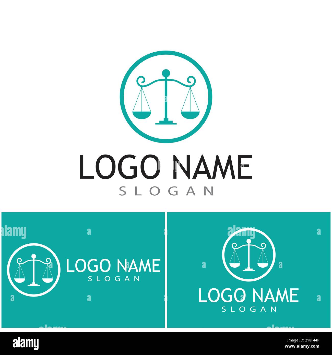 Giustizia legge modello Logo vettore design illsutration Illustrazione Vettoriale