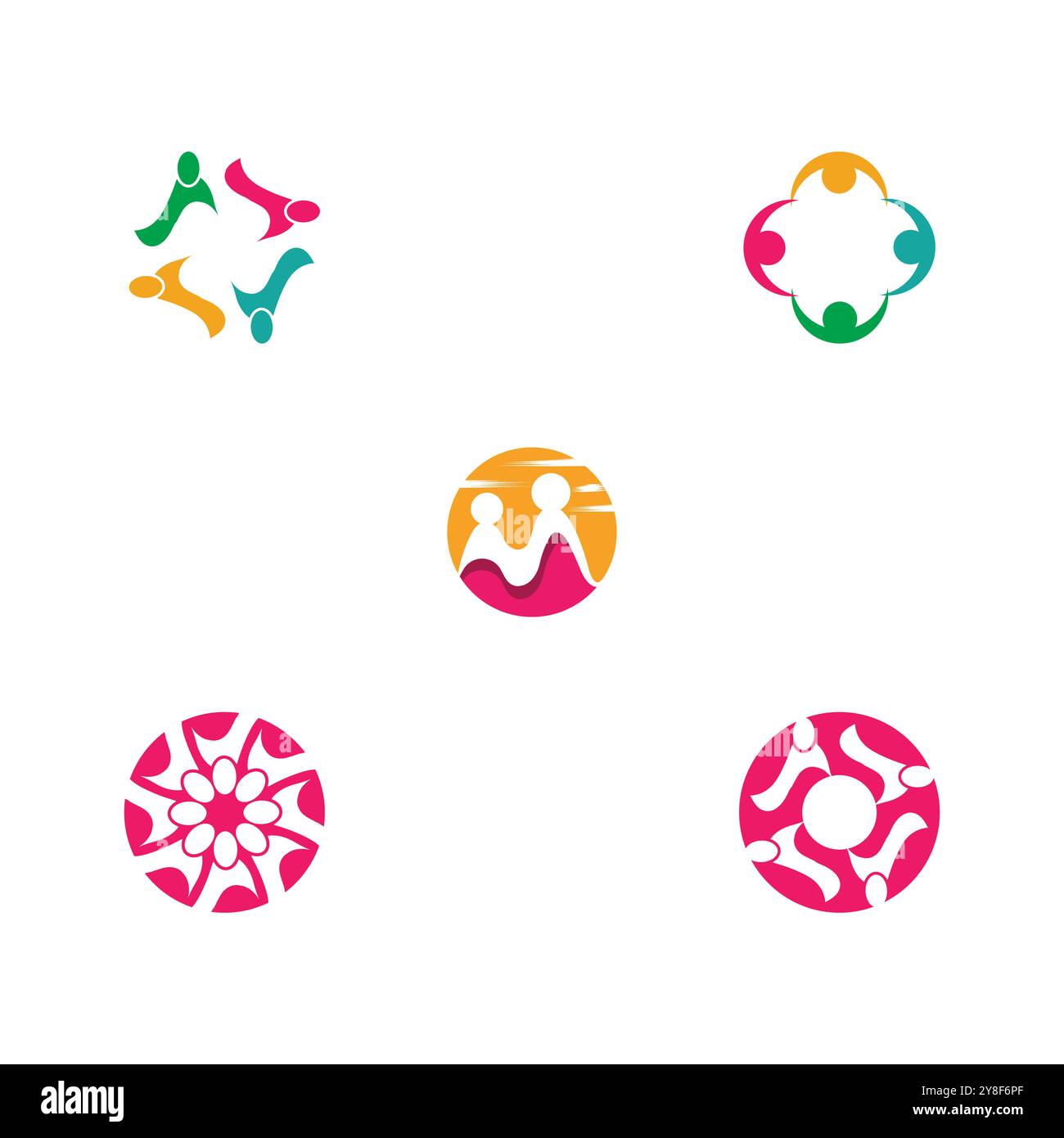 Impostare il modello di progettazione di Community, network e icone social Illustrazione Vettoriale