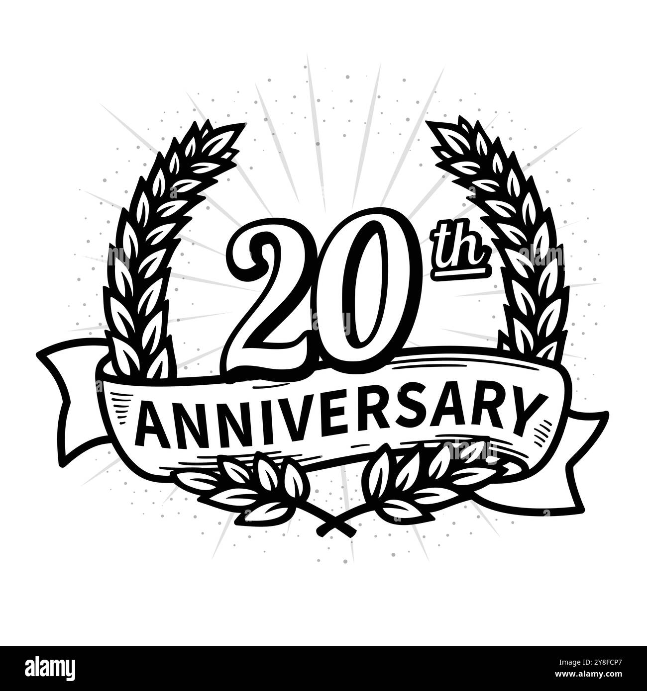 logotipo celebrativo dei 20 anni. logo del ventesimo anniversario. Vettore e illustrazione. Illustrazione Vettoriale