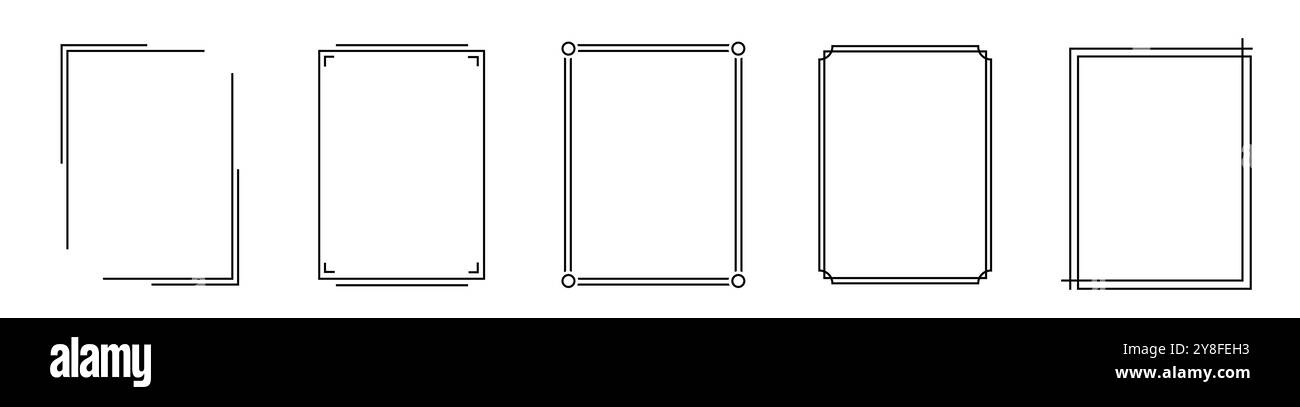 Contorno nero della cornice per la decorazione. Semplici cornici per esposizioni Illustrazione Vettoriale