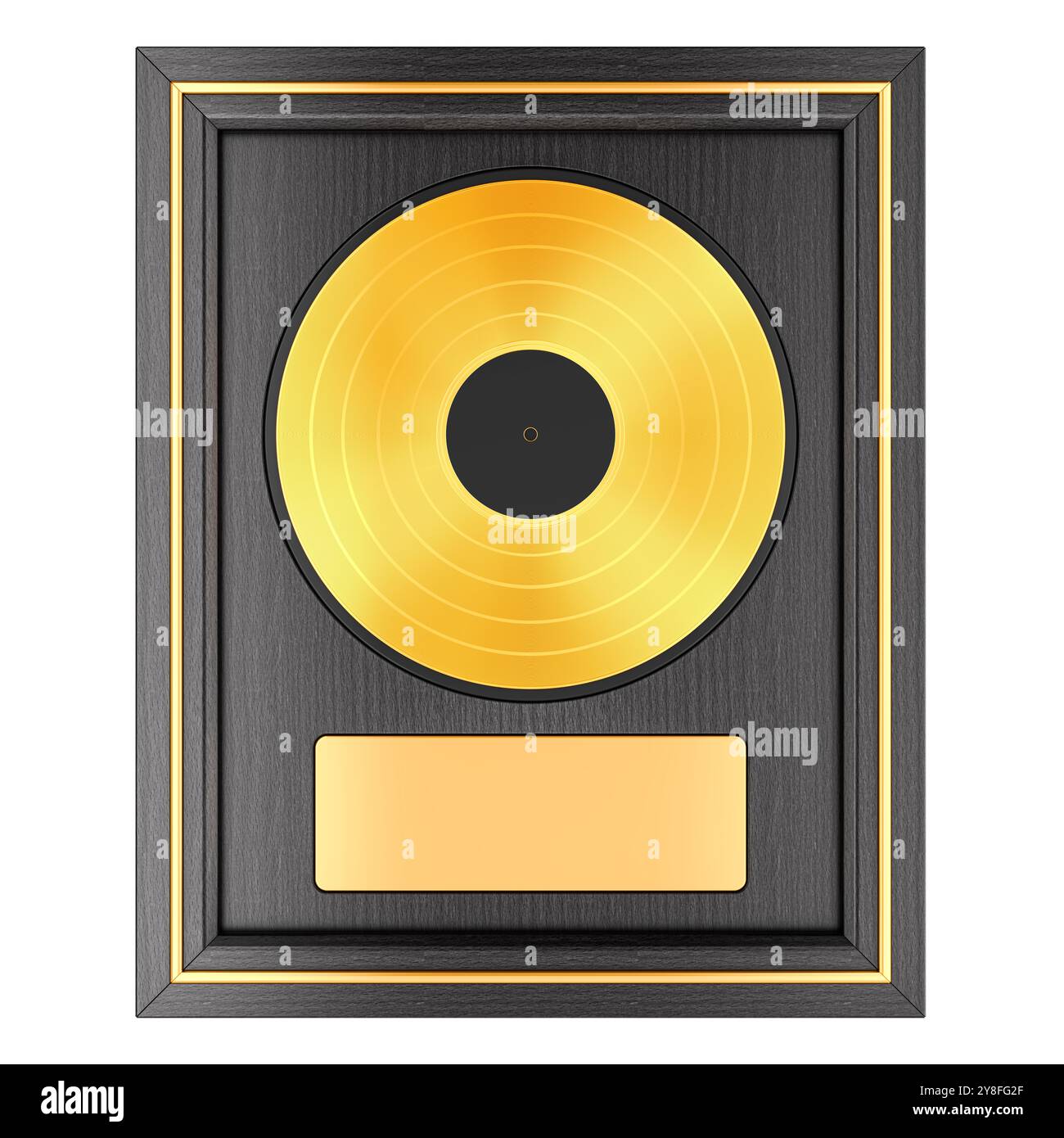 Disco d'oro, disco d'oro o album d'oro. Rendering 3D isolato su sfondo bianco Foto Stock