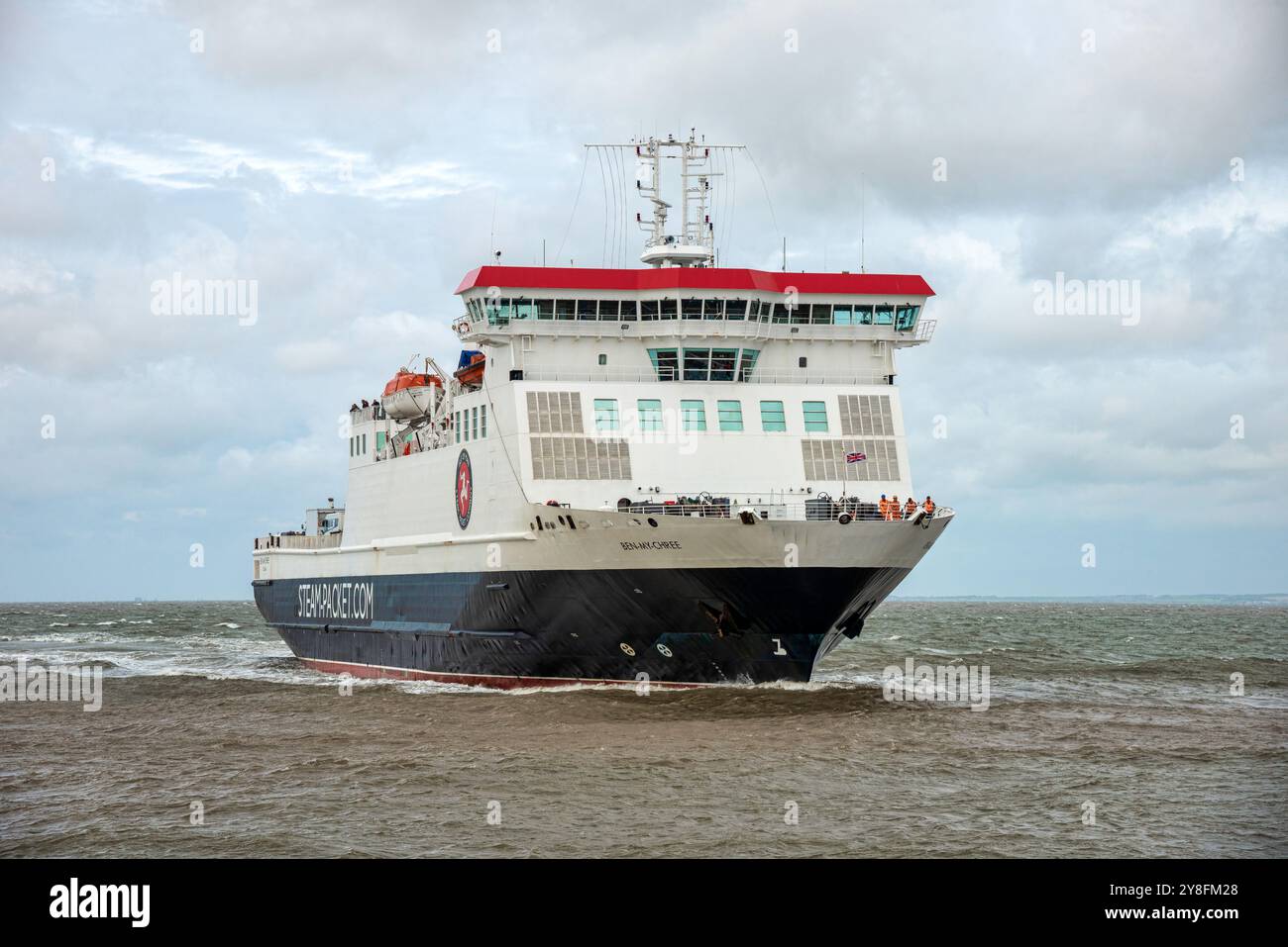 Ben-my-Chree è un traghetto Ro-Pax operato dalla compagnia di pacchetti a vapore dell'Isola di Man (IOMSPCo) che collega l'IOM con l'Inghilterra e l'Irlanda del Nord. Foto Stock