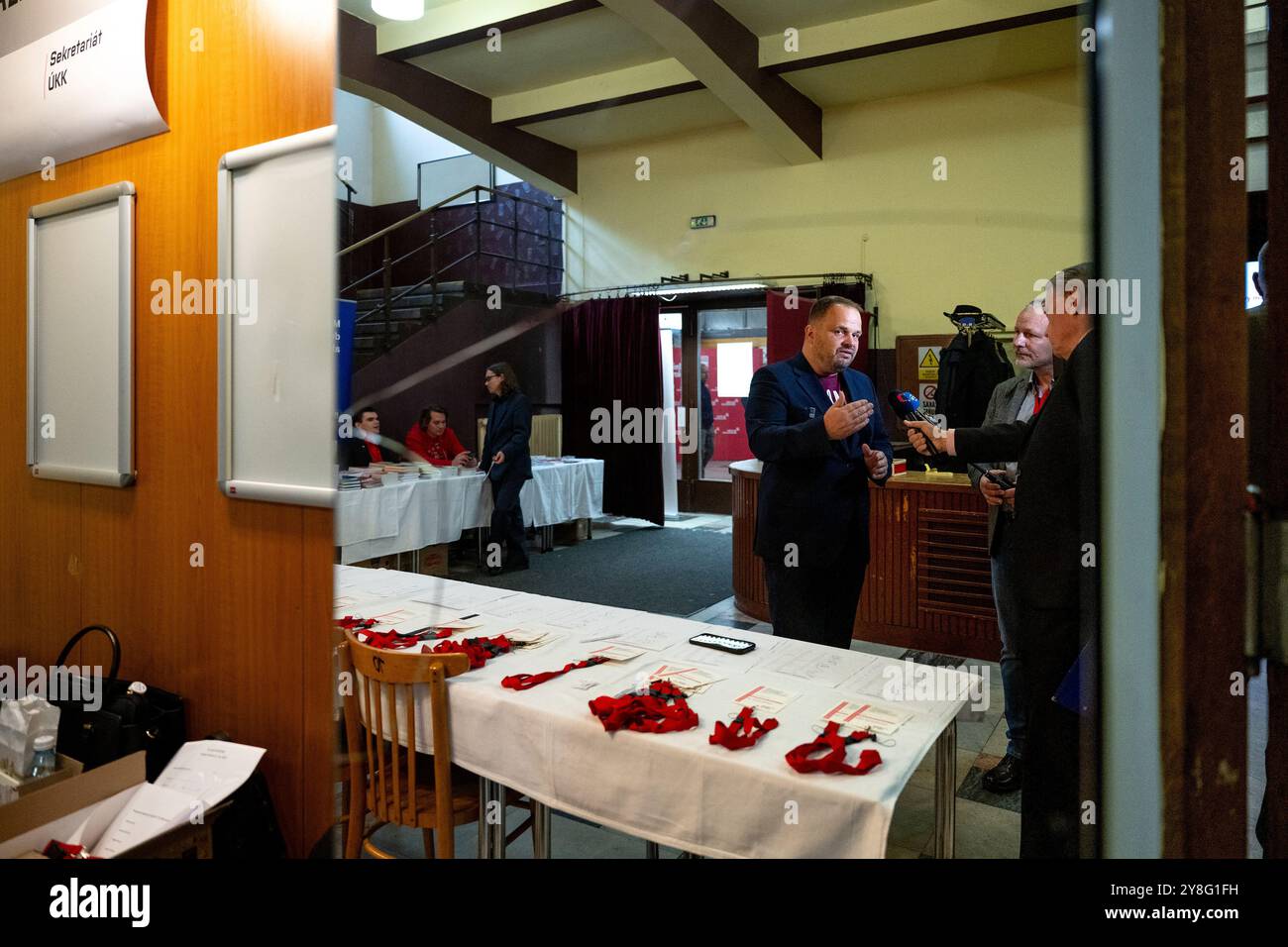 Hradec Kralove, Repubblica Ceca. 5 ottobre 2024. I socialdemocratici cechi (SOCDEM) sono un partito finanziariamente stabile con una performance economica positiva ha detto a Michal Smarda, nella foto, il presidente uscente del partito all'odierno congresso SOCDEM a Hradec Kralove, Repubblica Ceca, 5 ottobre 2024. Crediti: David Tanecek/CTK Photo/Alamy Live News Foto Stock