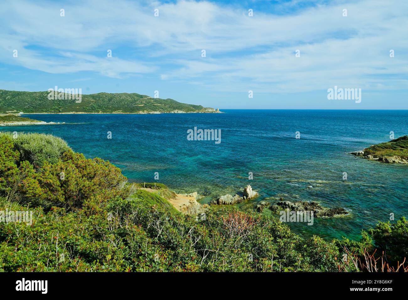 Le spettacolari vedute della costa di Capo Spartivento, Cagliari, Sardegna, Italia Foto Stock