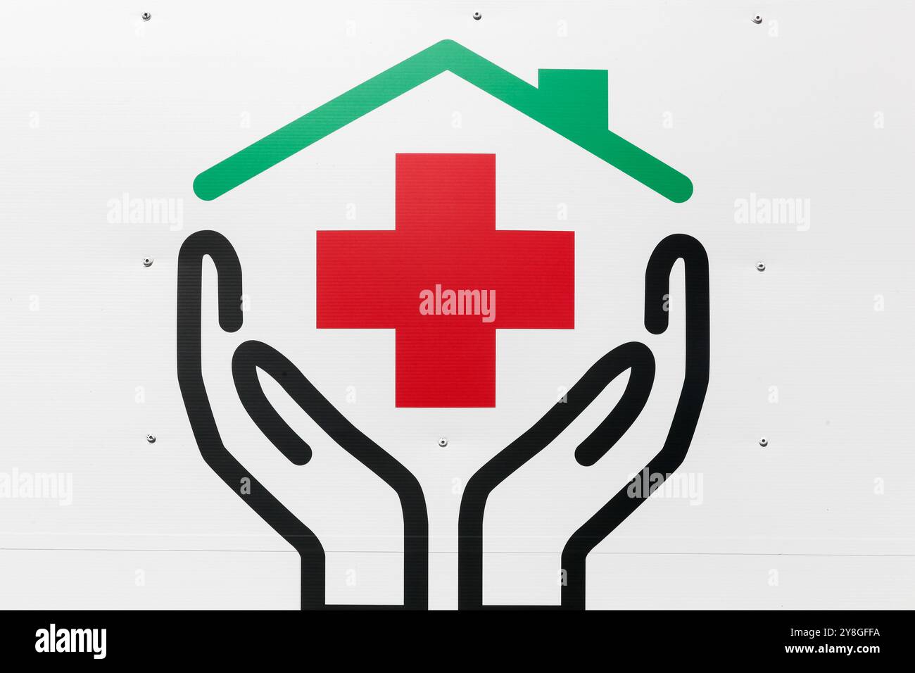 Cartello del centro sanitario comunitario su un muro Foto Stock