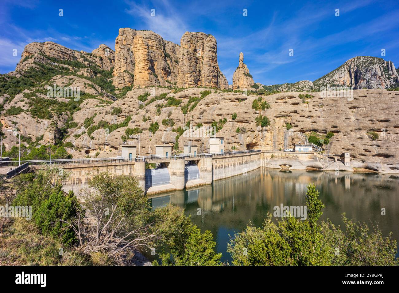 Bacino idrico di Mallos de Ligüerri e Vadiello, Sierra e Canyon del Parco naturale di Guara, Huesca, comunità Aragona, Spagna. Foto Stock