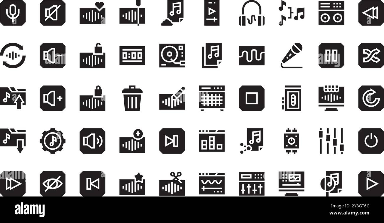 Icone edizione audio raccolta icone vettoriali di alta qualità con tratto modificabile. Ideale per progetti professionali e creativi. Illustrazione Vettoriale