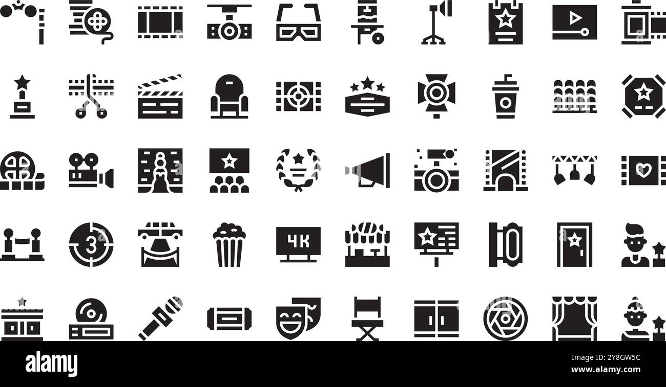 Arcinema iconss-iv Collezione di icone vettoriali di alta qualità con tratto modificabile. Ideale per progetti professionali e creativi. Illustrazione Vettoriale